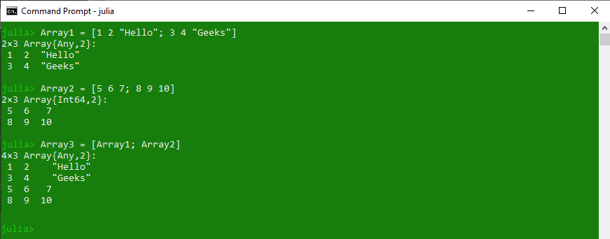 Arrays in Julia