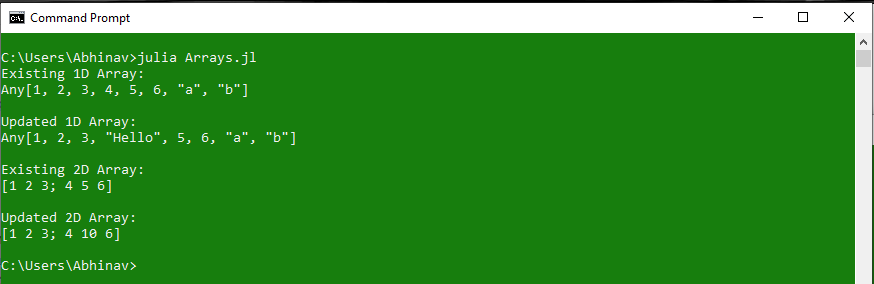 Arrays in Julia