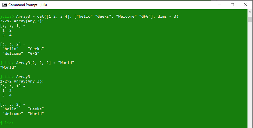 Arrays in Julia