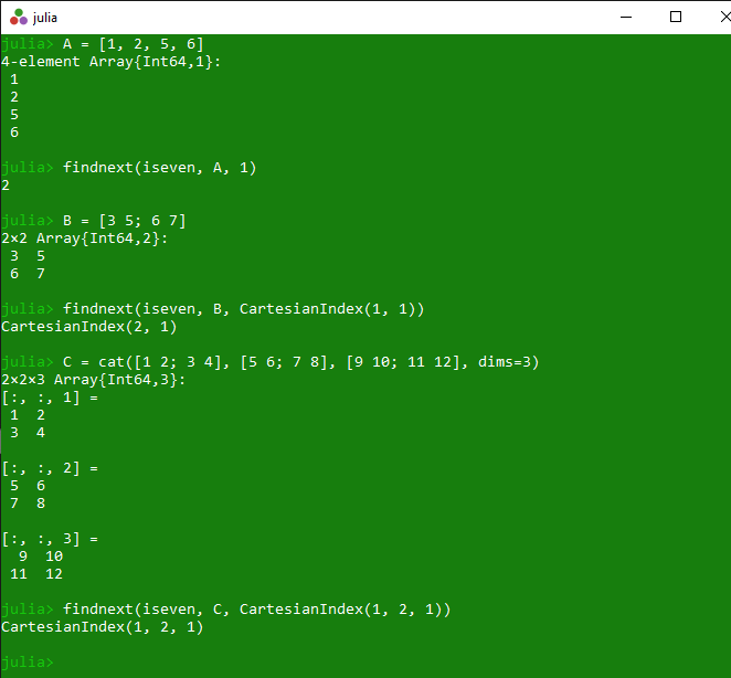 Get next true value from a given array index in Julia Array findnext