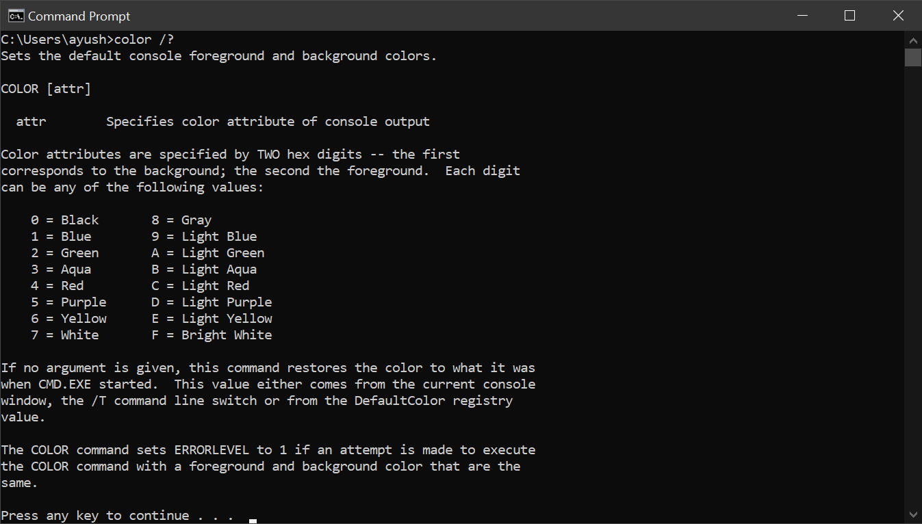 How to Change Colours in Command Prompt?