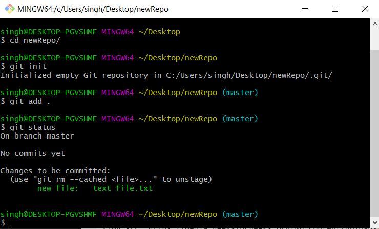 Working on Git Bash