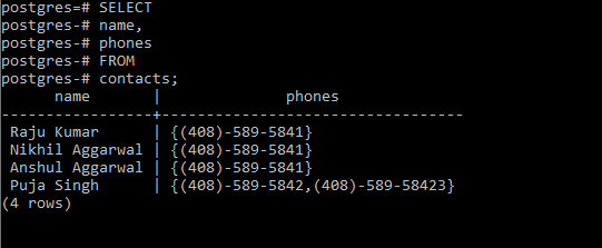 PostgreSQL Array Data Type