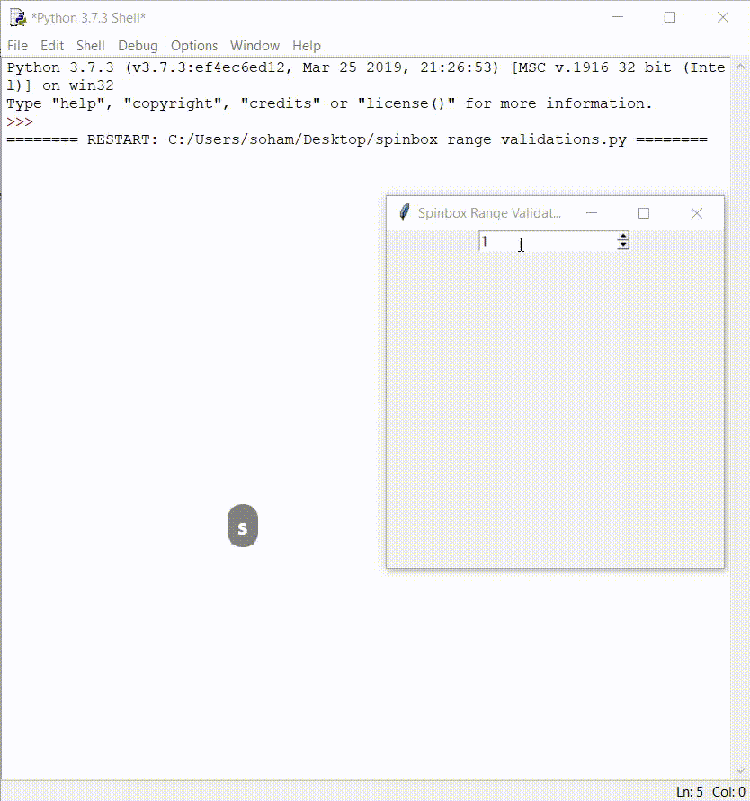 Python Tkinter SpinBox range Validation