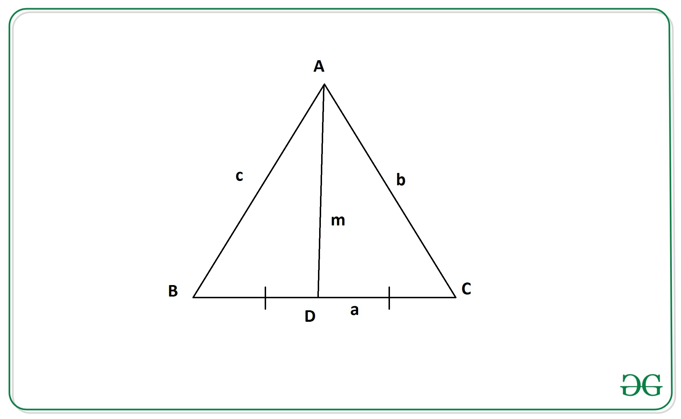 Find the length of the median of a Triangle if length of sides are