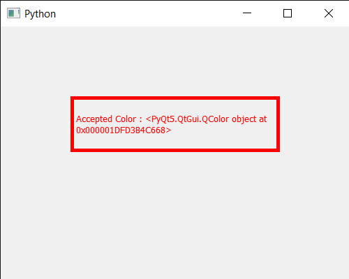 PyQt5 QColorDialog Making color done
