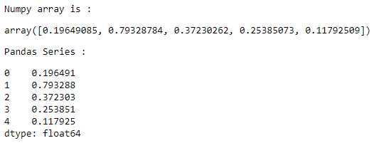 Convert a NumPy array to a Pandas series