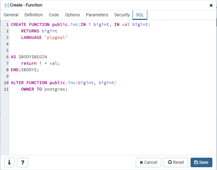 PostgreSQL User Defined Functions