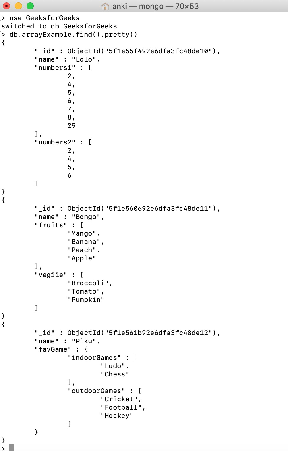 MongoDB arrayElemAt Operator