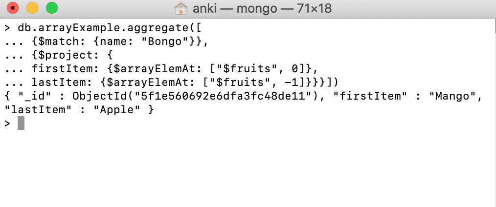 MongoDB arrayElemAt Operator