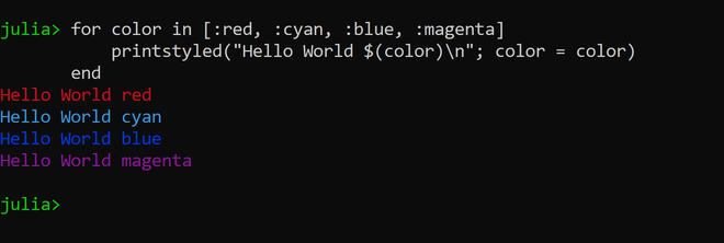 Printing Output on Screen in Julia