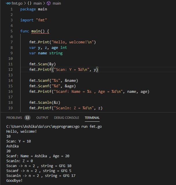 fmt Package in GoLang