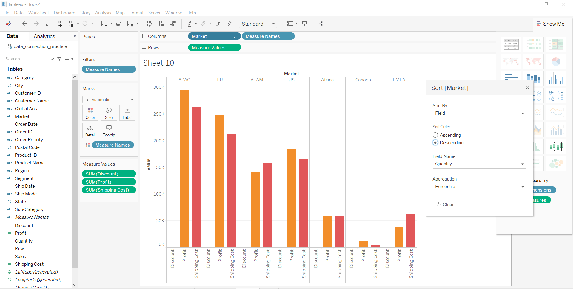 Sorting by field in Visualization in Tableau