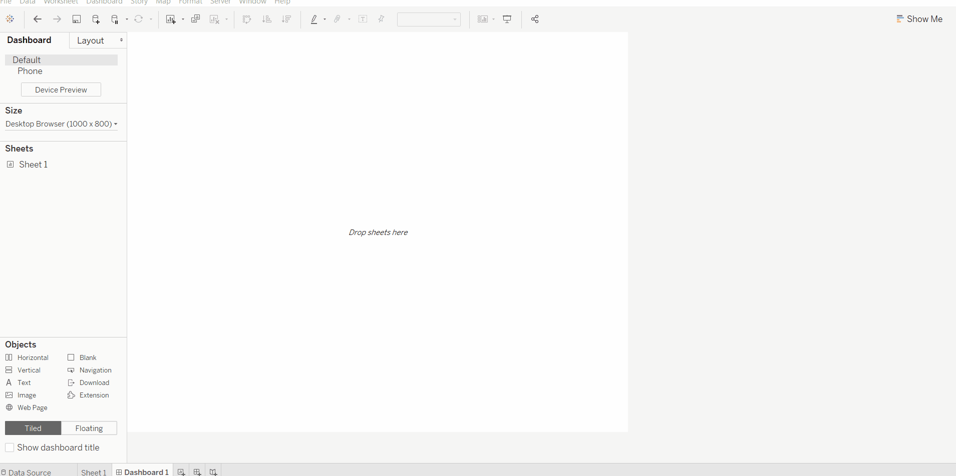 Text Object on Dashboard in Tableau