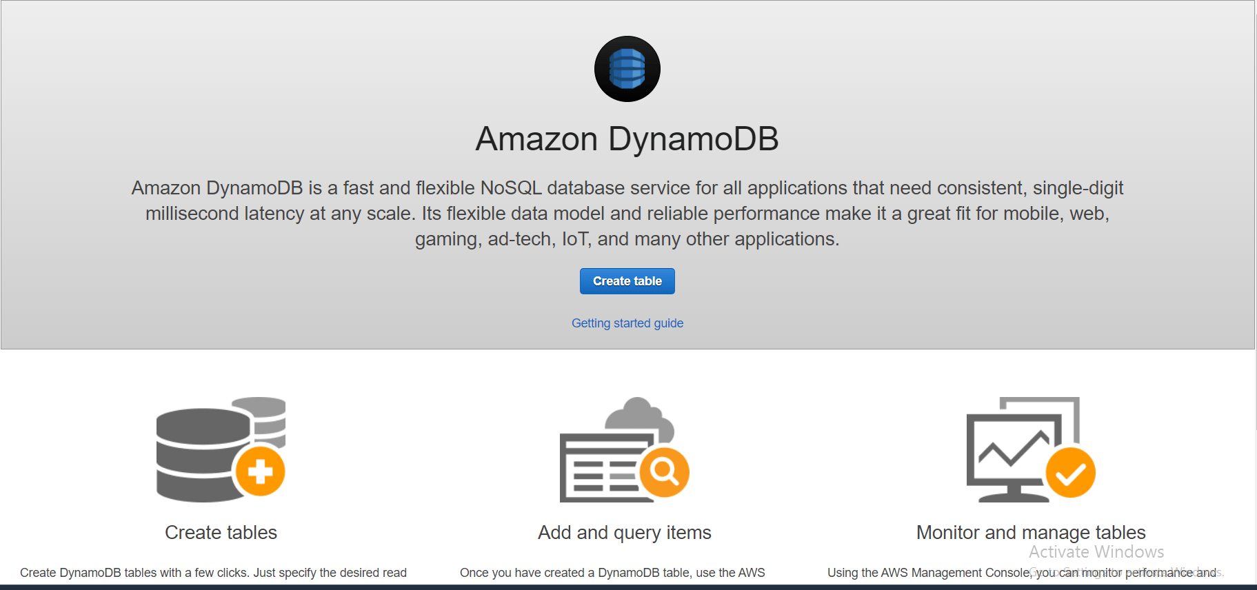 Creating a NoSQL Table Using Amazon DynamoDB