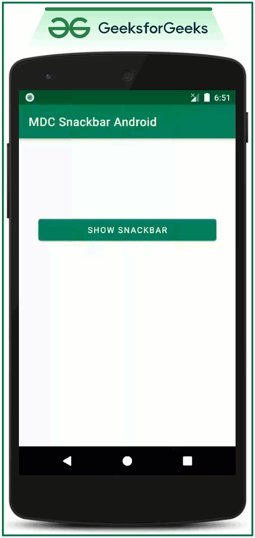 Snackbars de tema design de material no Android com exemplo Acervo Lima
