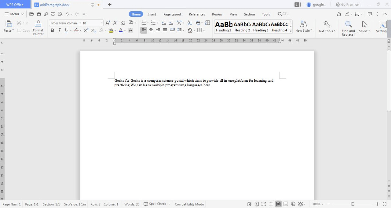 Java Program to Write a Paragraph in a Word Document