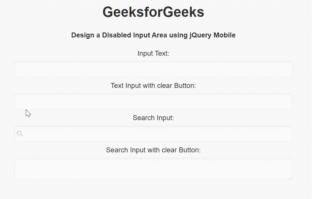 ¿Cómo crear una entrada deshabilitada usando jQuery Mobile? Barcelona
