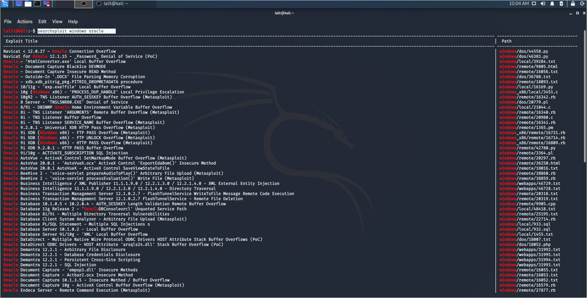 Finding Exploit offline using Searchsploit in Kali Linux