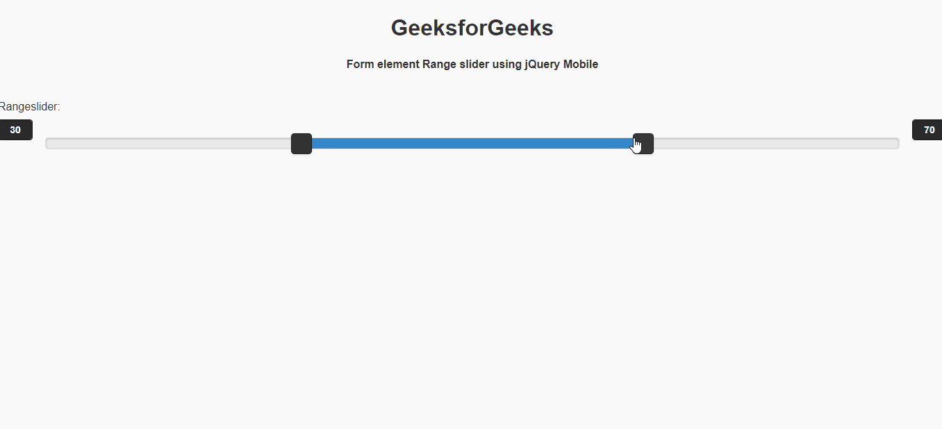 How to create Form element Themed Range slider using jQuery Mobile