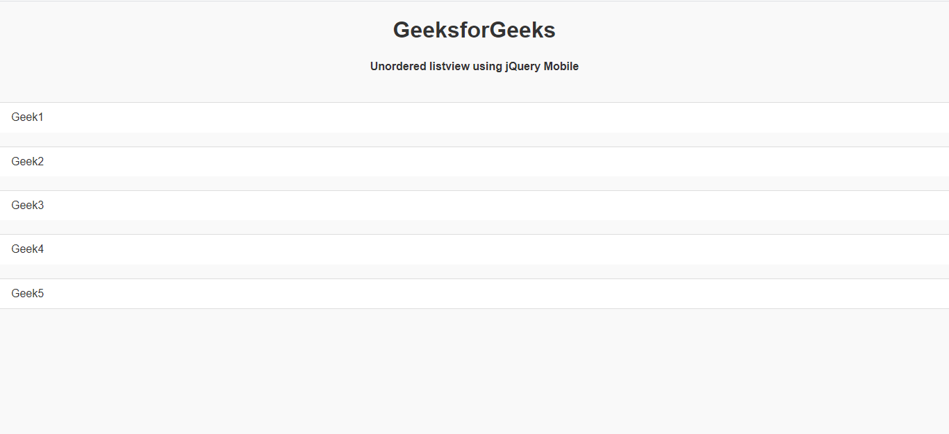 How to create Unordered listviews using jQuery Mobile ?
