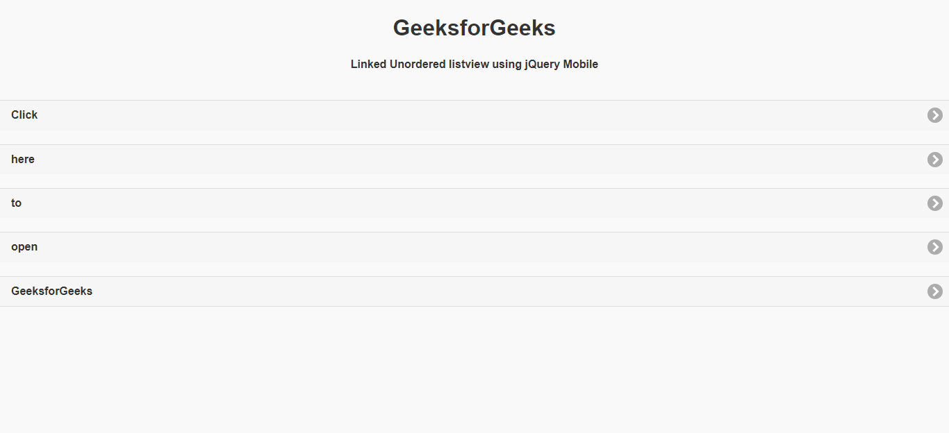 How to create Linked Unordered listviews using jQuery Mobile