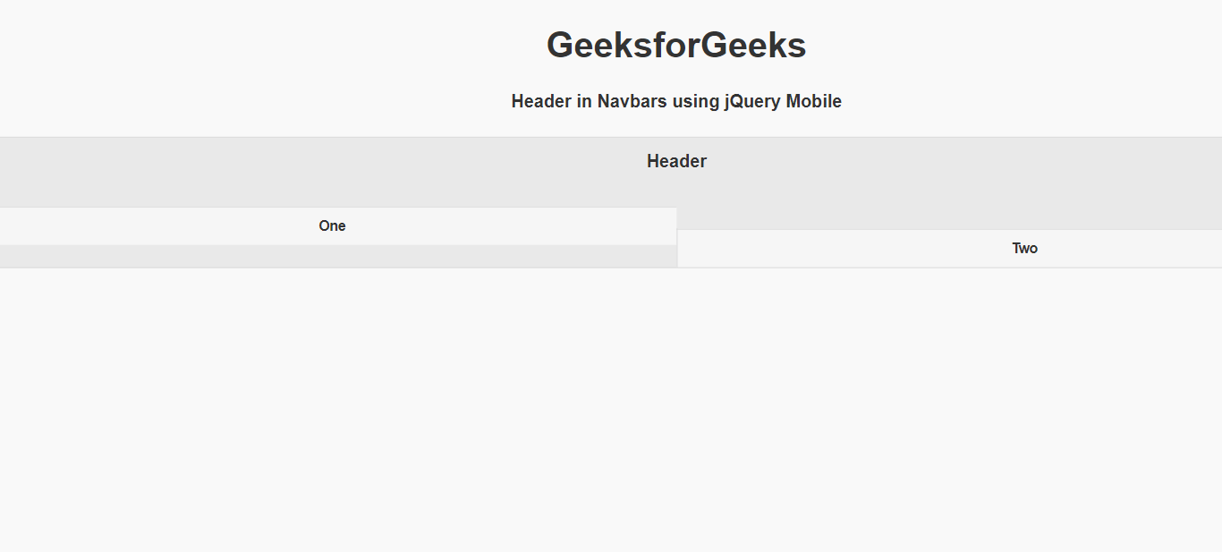 How to make Header in Navbar using jQuery Mobile ?