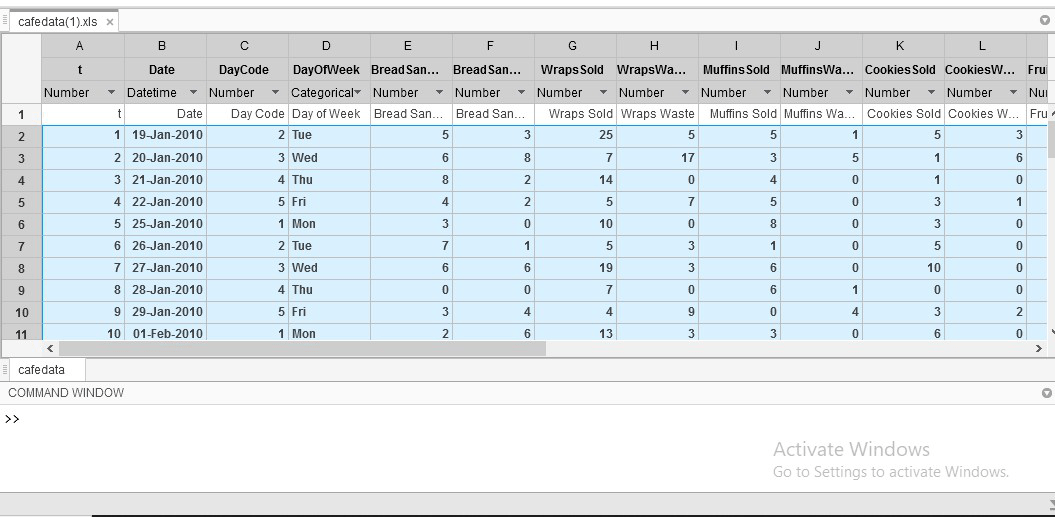 MATLAB Working with Spreadsheets