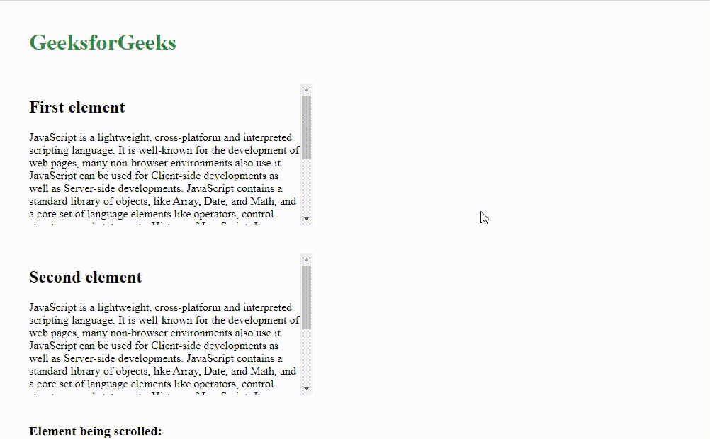 How to identify which element scroll is being used using JavaScript