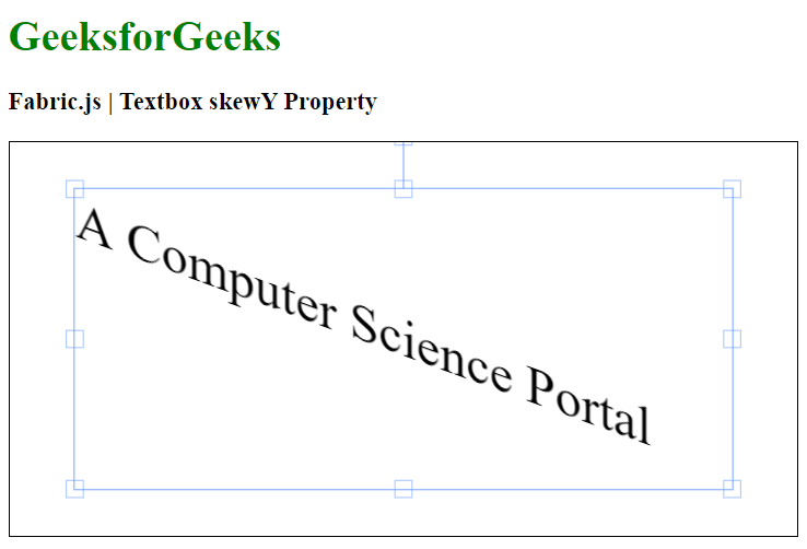 Fabric.js Textbox skewY Property