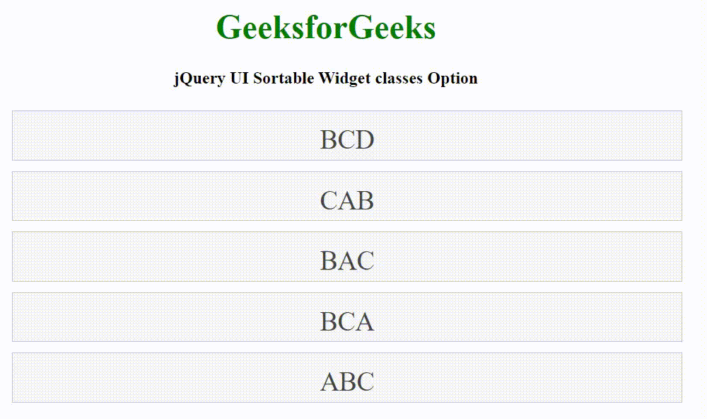 jQuery UI Sortable classes Option