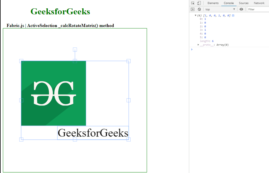 Fabric.js ActiveSelection _calcRotateMatrix() Method