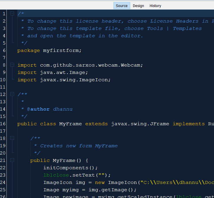 Java Program to Take a Snapshot From System Camera