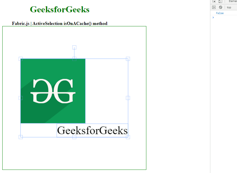 Fabric.js ActiveSelection isOnACache() Method