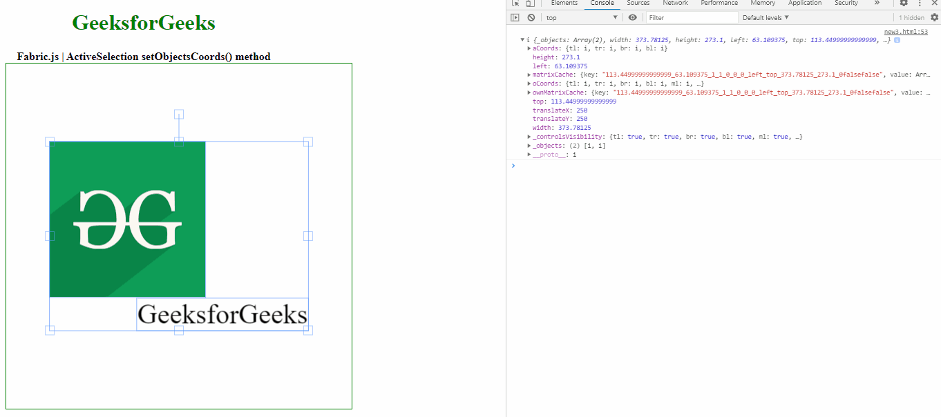 Fabric.js ActiveSelection setObjectsCoords() 方法 码农参考