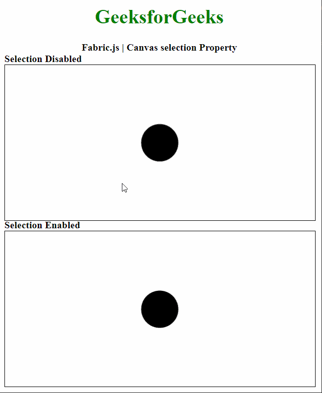Fabric.js Canvas selection Property