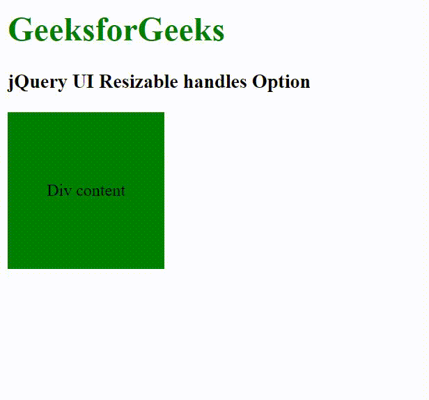 jQuery UI Resizable handles Option