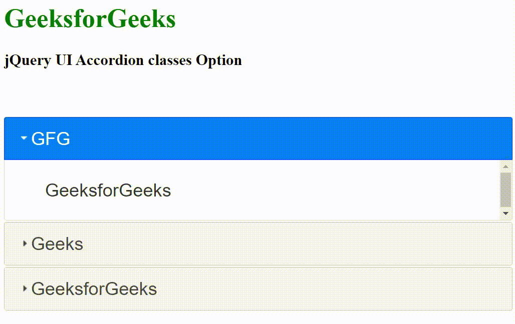 jQuery UI Accordion classes Option