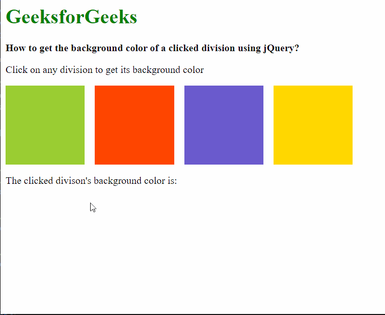 How to get the background color of a clicked division using jQuery ?