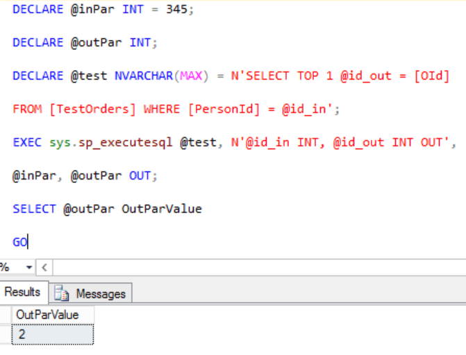 SQL SERVER Input and Output Parameter For Dynamic SQL