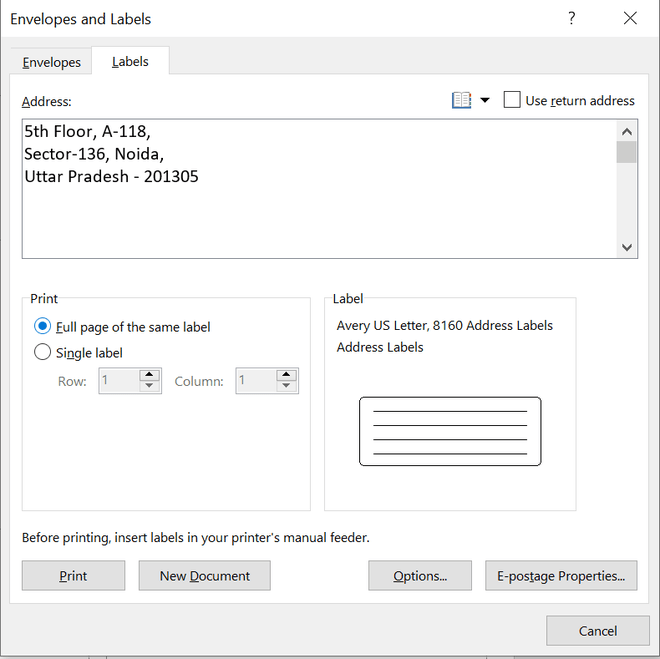 Working with Envelopes and Labels in MS Word