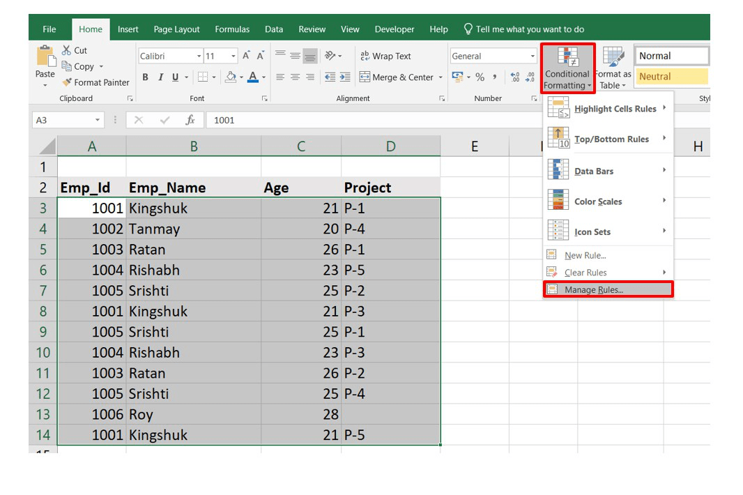 Highlight Rows Based on a Cell Value in Excel