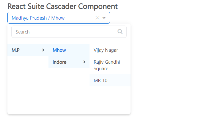 React Suite Cascader Component