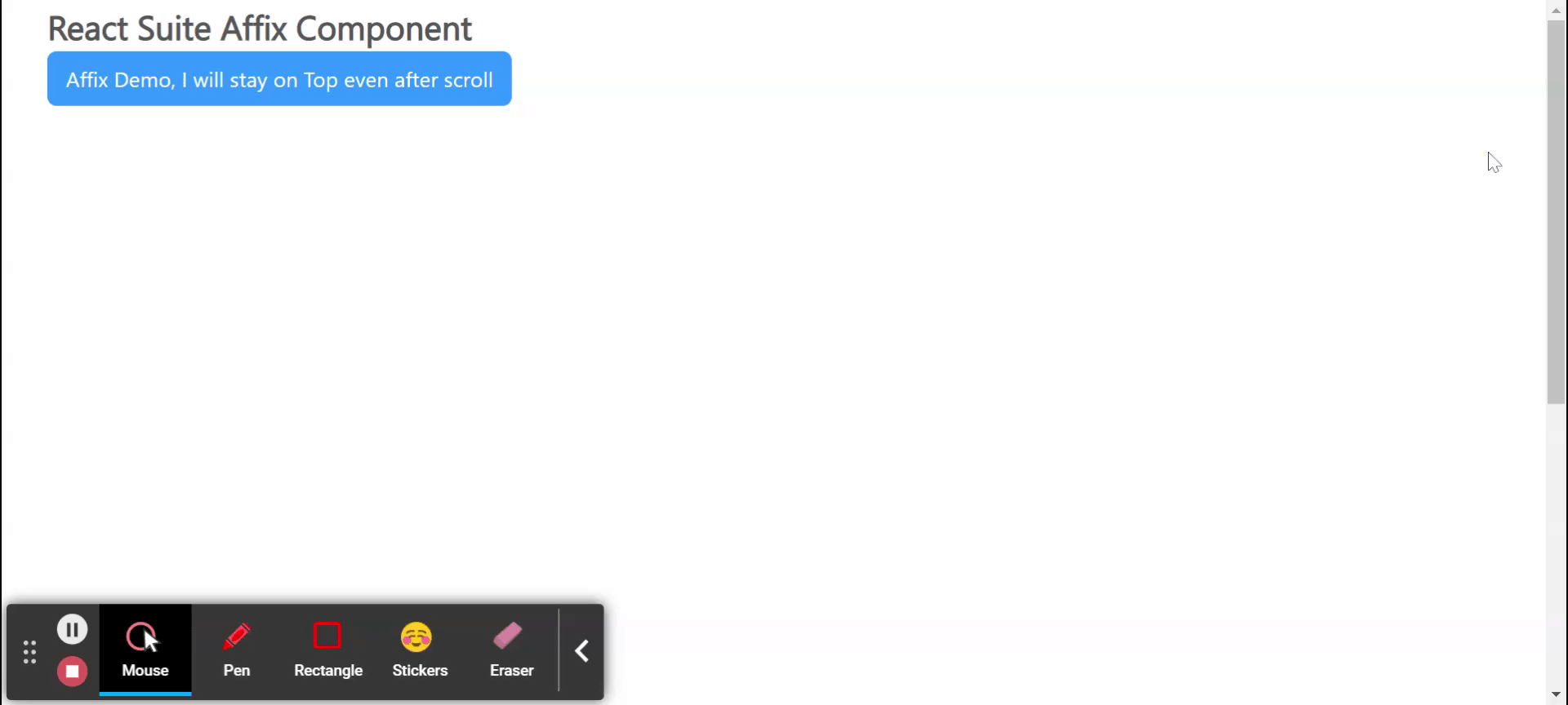 React Suite Affix Component