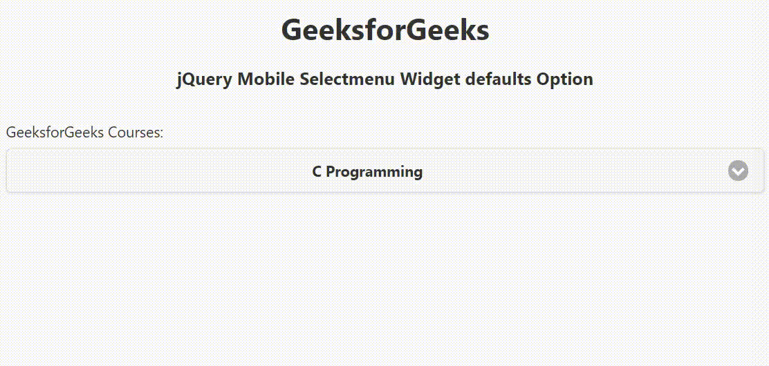 jQuery Mobile Selectmenu Widget defaults Option Acervo Lima