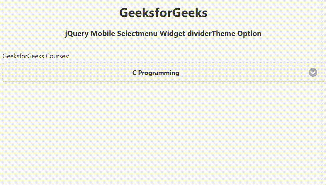jQuery Mobile Selectmenu Widget diviseurThème Option StackLima