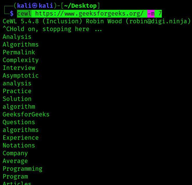 Cewl Tool Creating Custom Wordlists Tool in Kali Linux