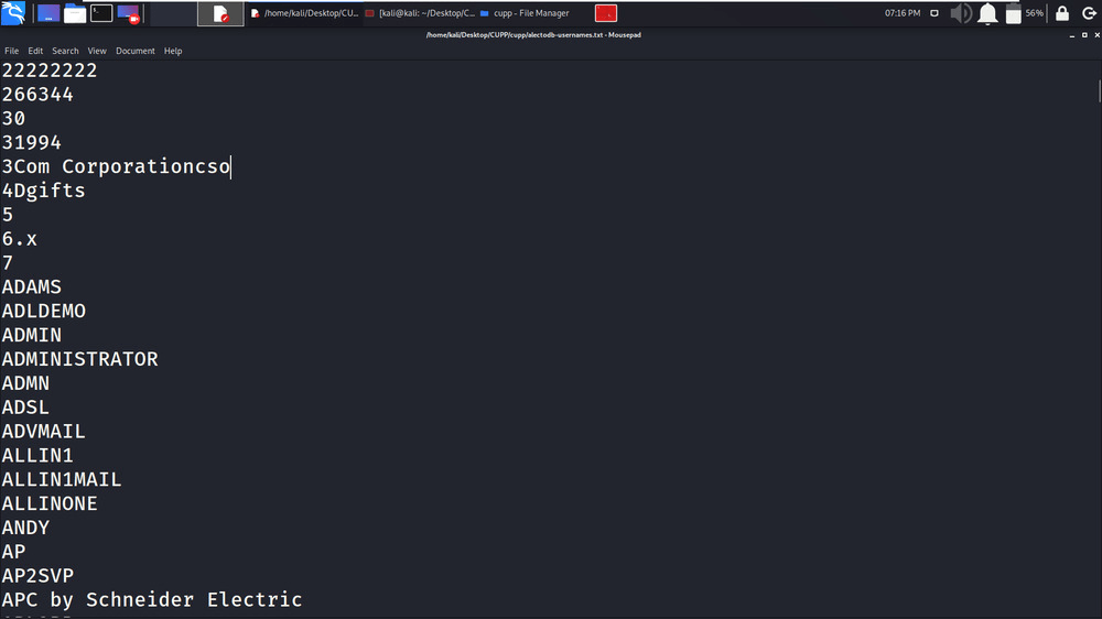 CUPP Common User Passwords Profiler