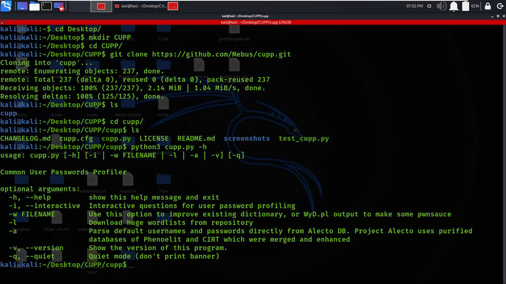 CUPP Common User Passwords Profiler