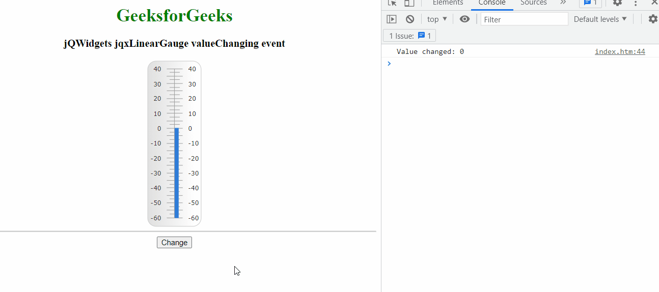 jQWidgets jqxGauge LinearGauge valueChanging Event StackLima